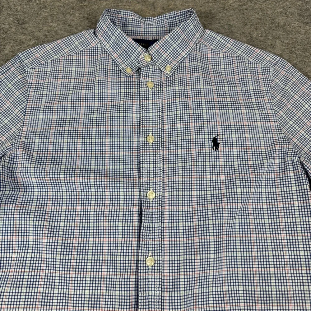 Ralph Lauren Button Down Shirt Check Cotton Boys Large L 14/16